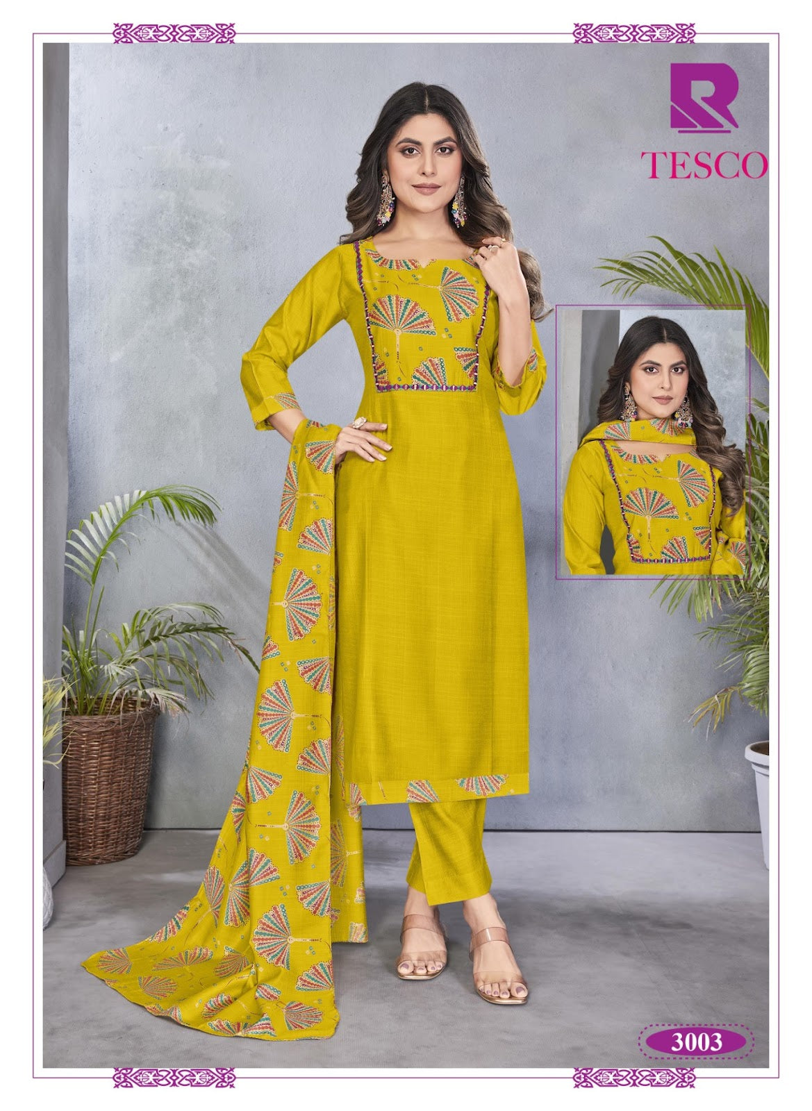 Tesco Raashi Vertical Readymade Pant Style Suits Exporter Ahmedabad