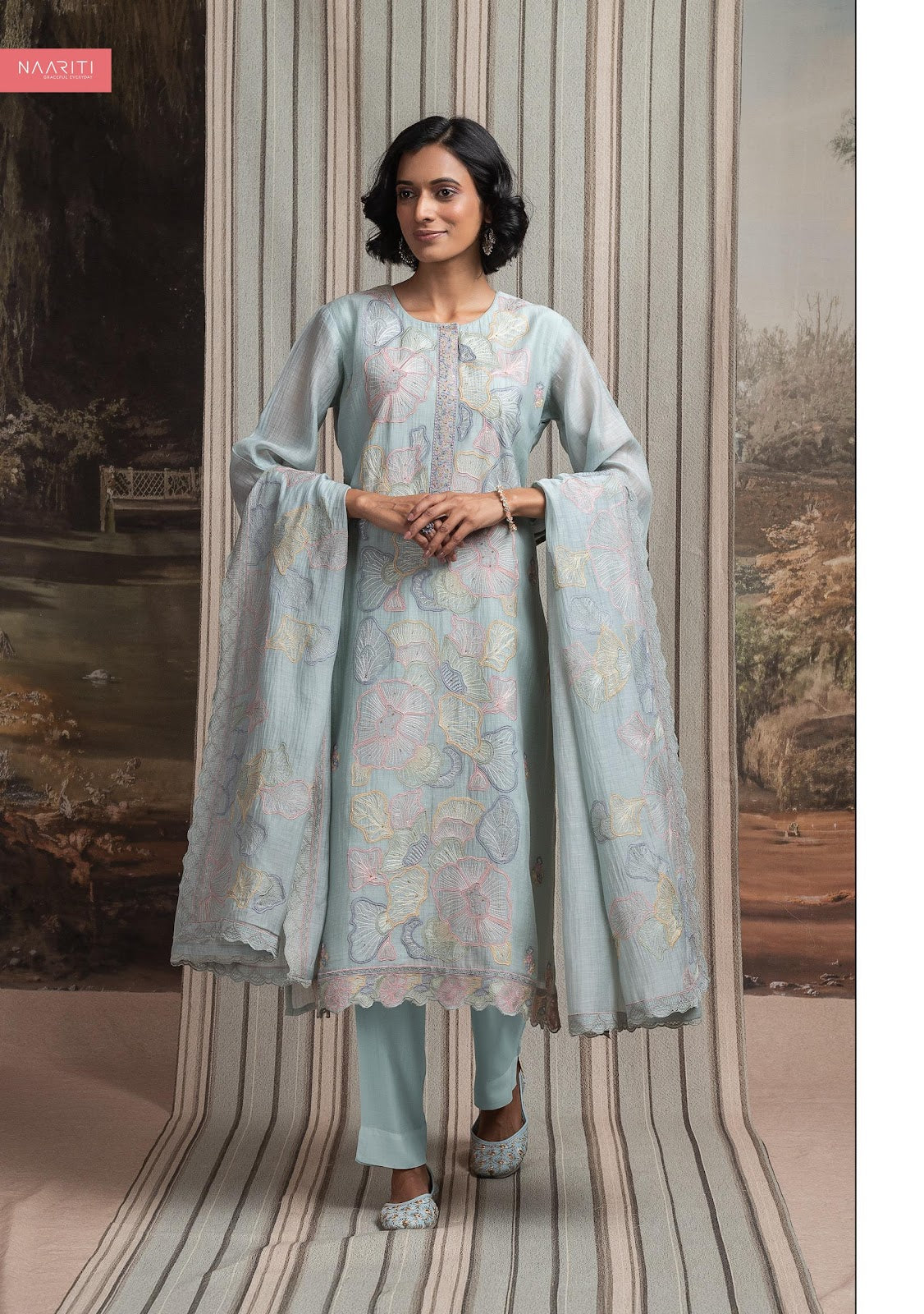 Teshura Naariti Mul Chanderi Pant Style Suits Supplier
