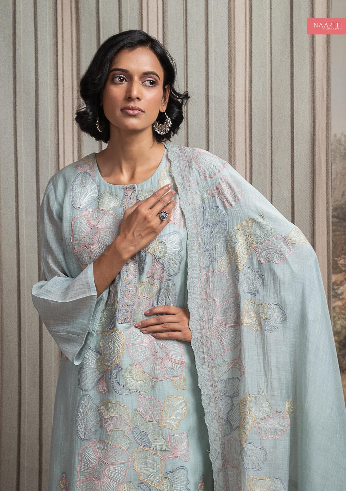 Teshura Naariti Mul Chanderi Pant Style Suits Supplier
