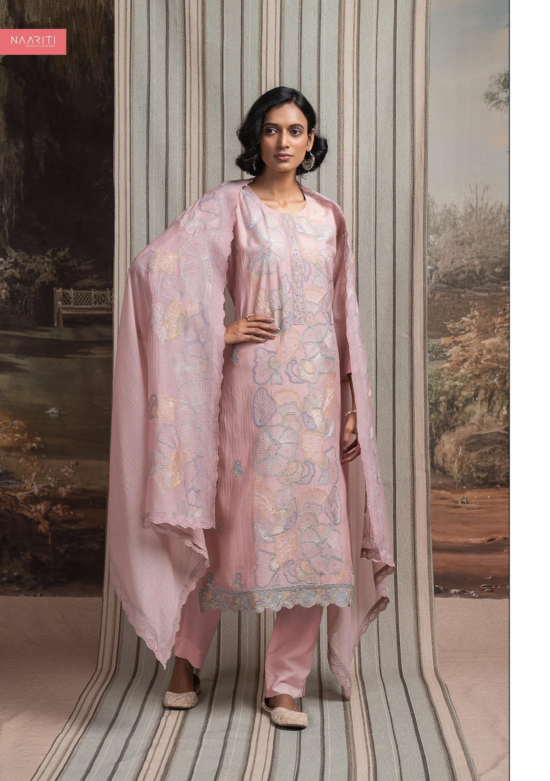Teshura Naariti Mul Chanderi Pant Style Suits Supplier