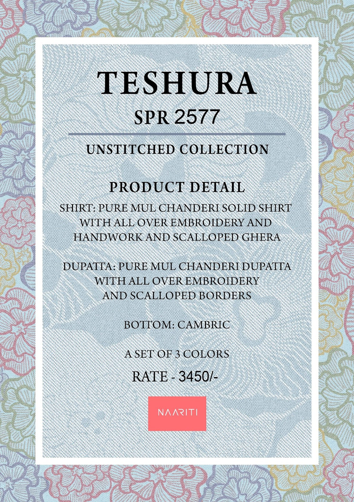 Teshura Naariti Mul Chanderi Pant Style Suits Supplier