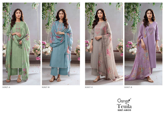 Teuila S2827 Ganga Cotton Plazzo Style Suits Wholesale Price