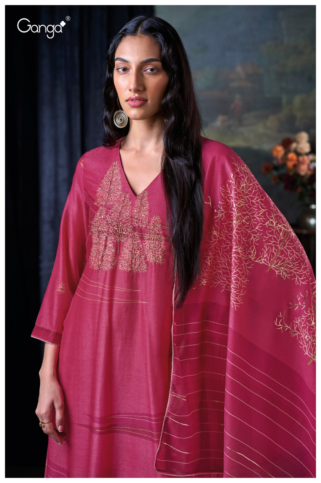 Tevy 3057 Ganga Bemberg Silk Plazzo Style Suits Supplier