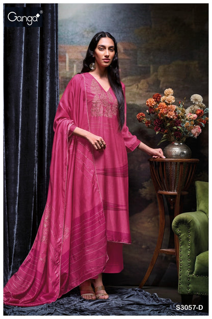 Tevy 3057 Ganga Bemberg Silk Plazzo Style Suits Supplier