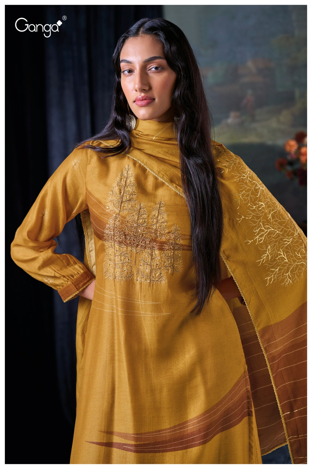 Tevy 3057 Ganga Bemberg Silk Plazzo Style Suits Supplier