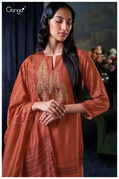 Tevy 3057 Ganga Bemberg Silk Plazzo Style Suits Supplier