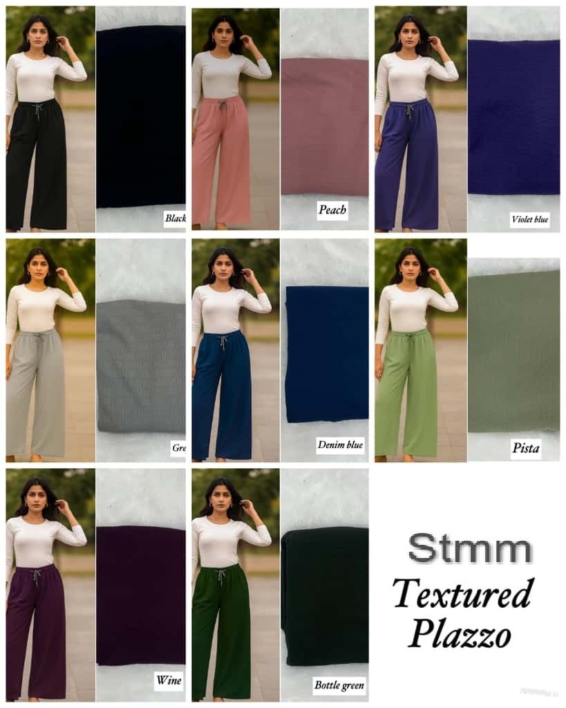 Textured Stmm Lycra Branded Palazzo Manufacturer Ahmedabad