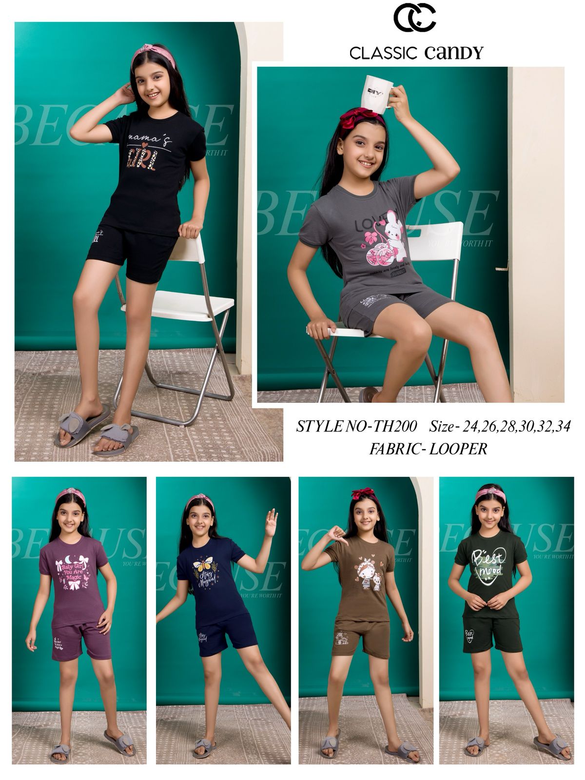 Th200 Classic Candy Looper Girls Shorts Set Supplier Ahmedabad