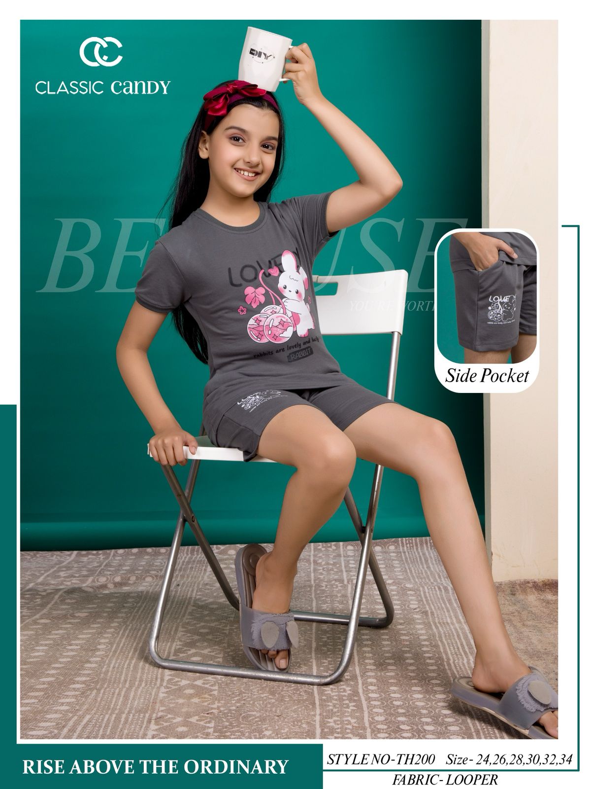 Th200 Classic Candy Looper Girls Shorts Set Supplier Ahmedabad