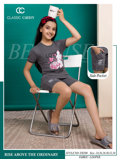 Th200 Classic Candy Looper Girls Shorts Set Supplier Ahmedabad