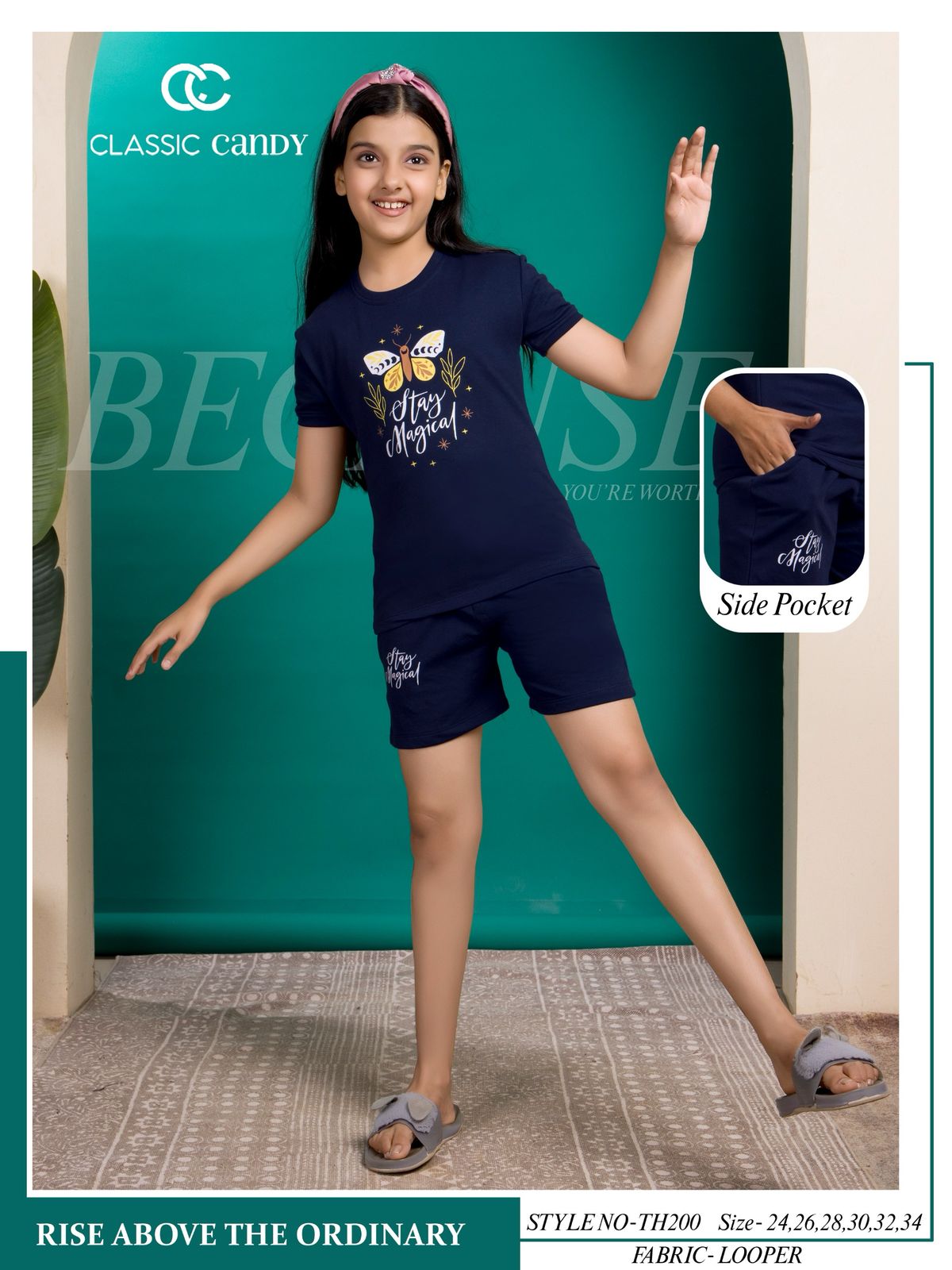 Th200 Classic Candy Looper Girls Shorts Set Supplier Ahmedabad