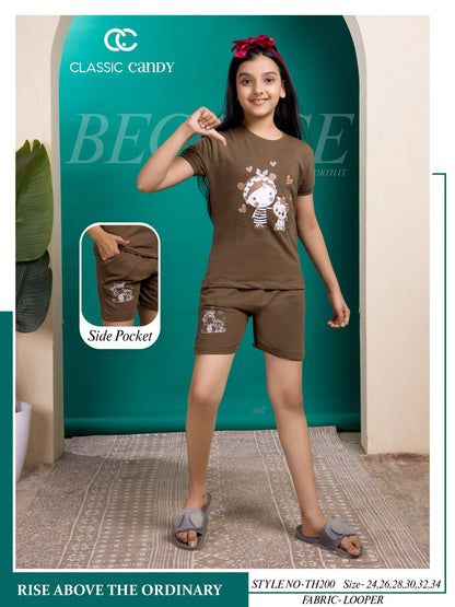 Th200 Classic Candy Looper Girls Shorts Set Supplier Ahmedabad