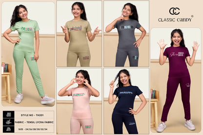 Th201 Classic Candy Tencil Lycra Girls Pant Set Supplier India