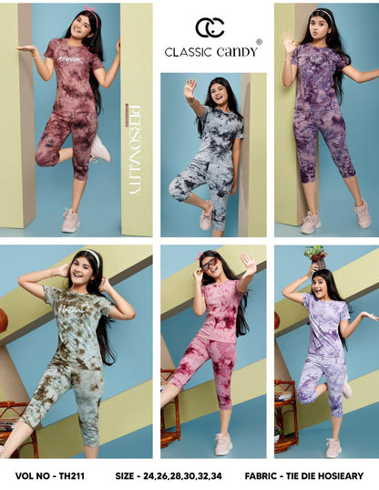 Th211 Classic Candy Hosiery Girls Capri Night Suits Manufacturer India