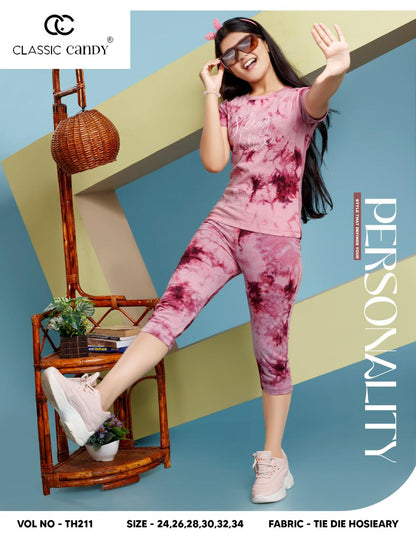 Th211 Classic Candy Hosiery Girls Capri Night Suits Manufacturer India