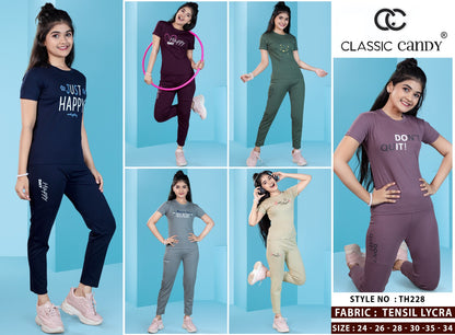 Th228 Classic Candy Tencil Lycra Girls Night Suits Wholesaler India