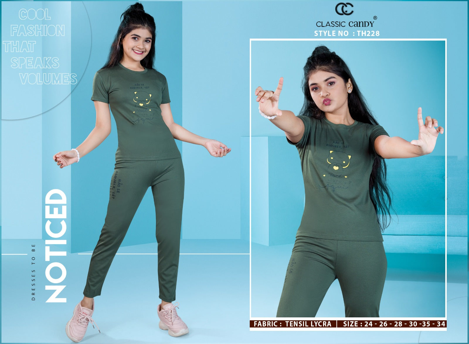 Th228 Classic Candy Tencil Lycra Girls Night Suits Wholesaler India