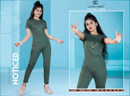 Th228 Classic Candy Tencil Lycra Girls Night Suits Wholesaler India