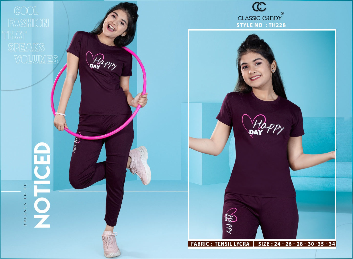 Th228 Classic Candy Tencil Lycra Girls Night Suits Wholesaler India