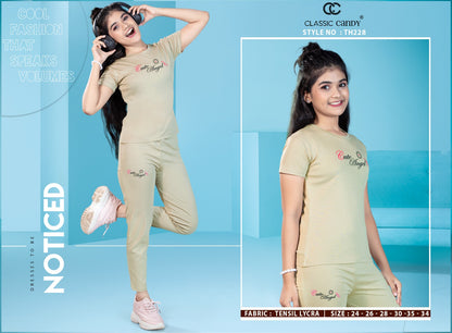 Th228 Classic Candy Tencil Lycra Girls Night Suits Wholesaler India