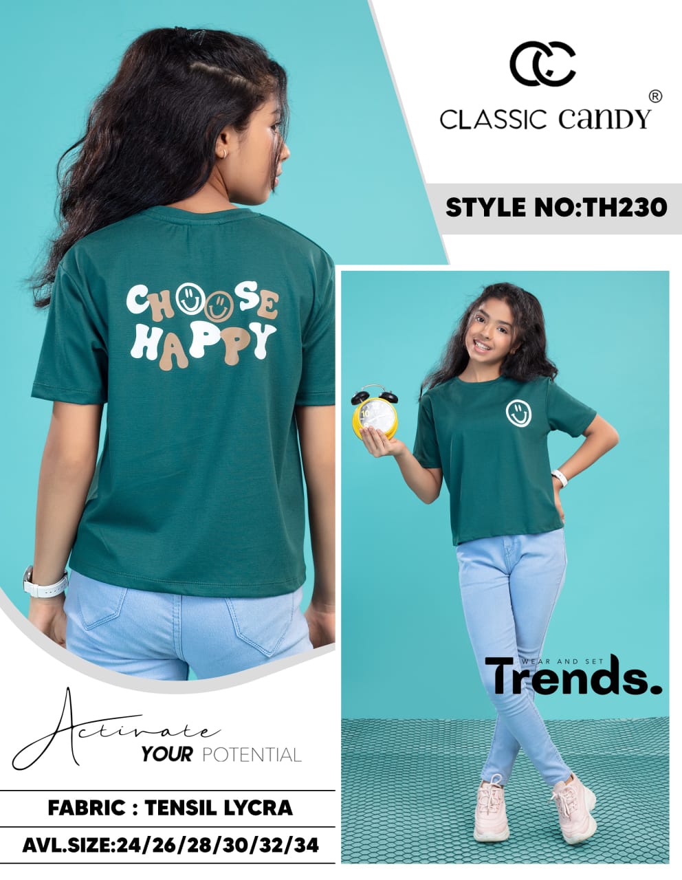 Th230 Classic Candy Tencil Lycra Girls Tshirt Exporter