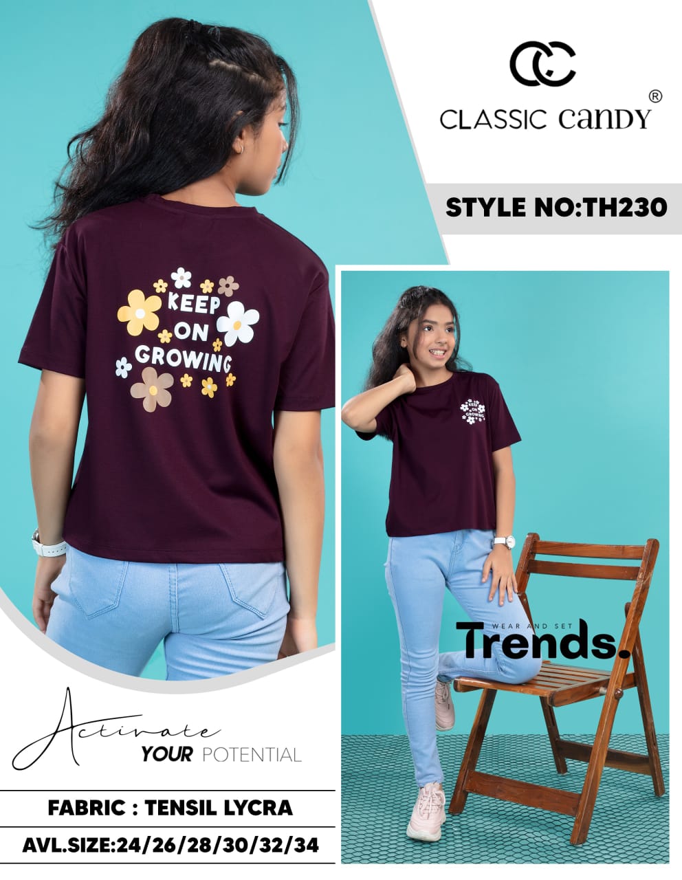 Th230 Classic Candy Tencil Lycra Girls Tshirt Exporter