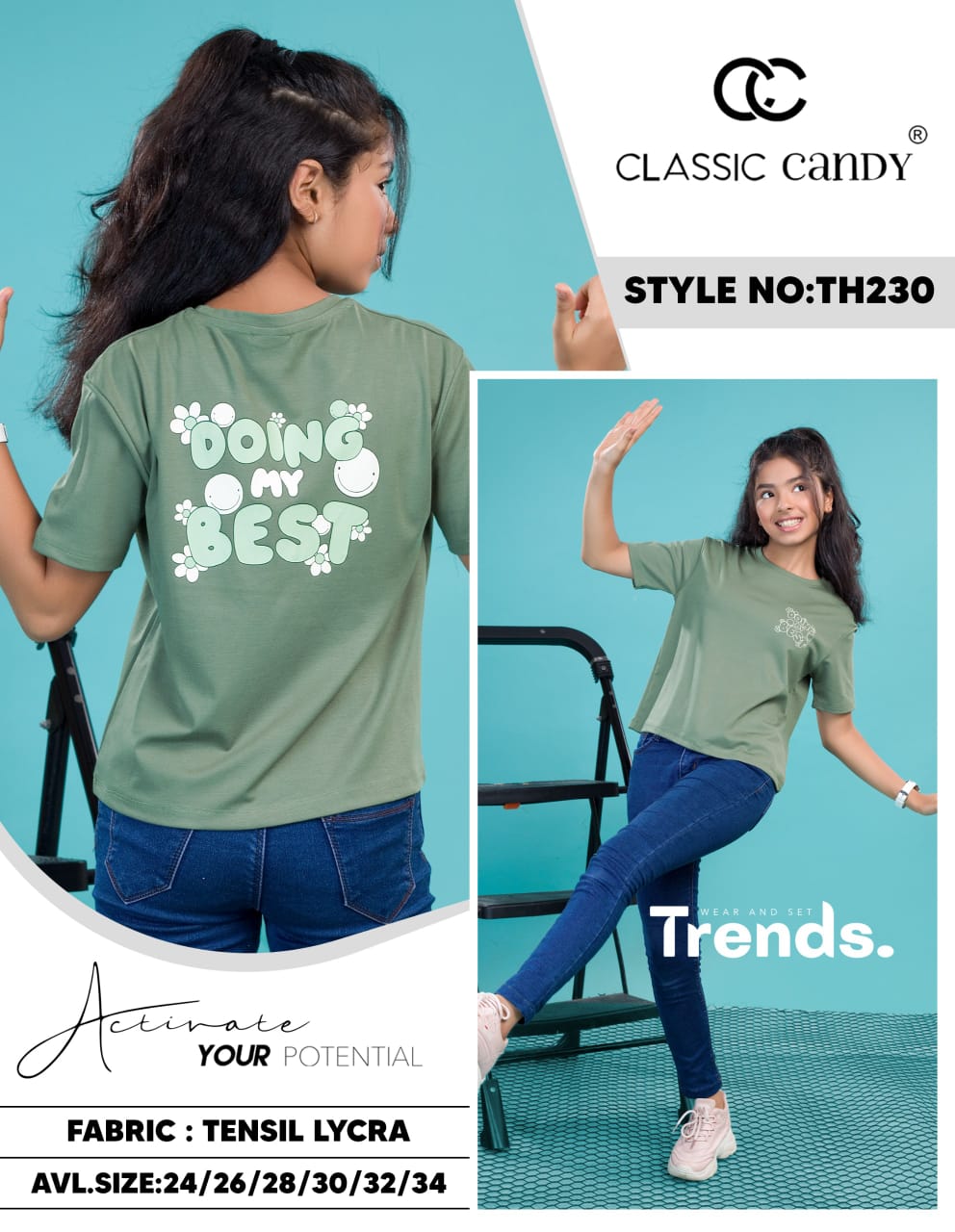 Th230 Classic Candy Tencil Lycra Girls Tshirt Exporter