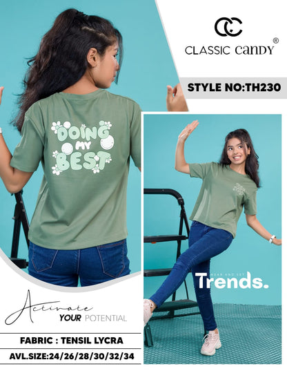 Th230 Classic Candy Tencil Lycra Girls Tshirt Exporter