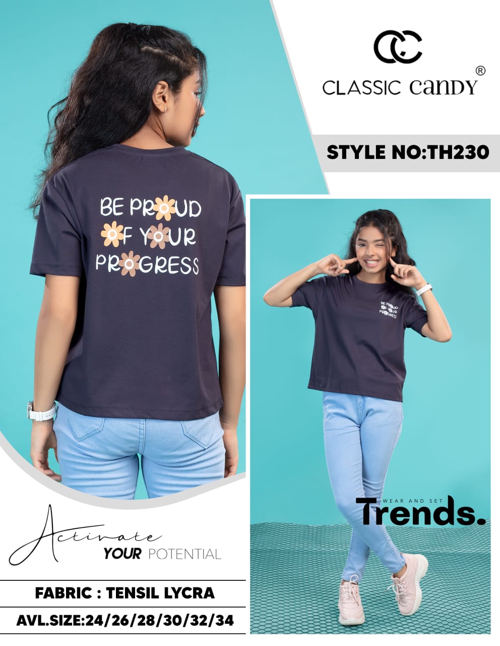 Th230 Classic Candy Tencil Lycra Girls Tshirt Exporter