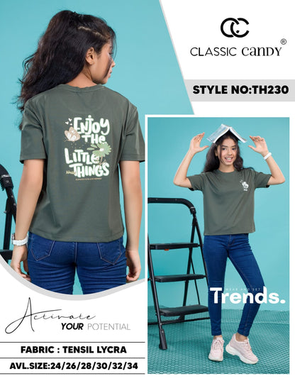 Th230 Classic Candy Tencil Lycra Girls Tshirt Exporter