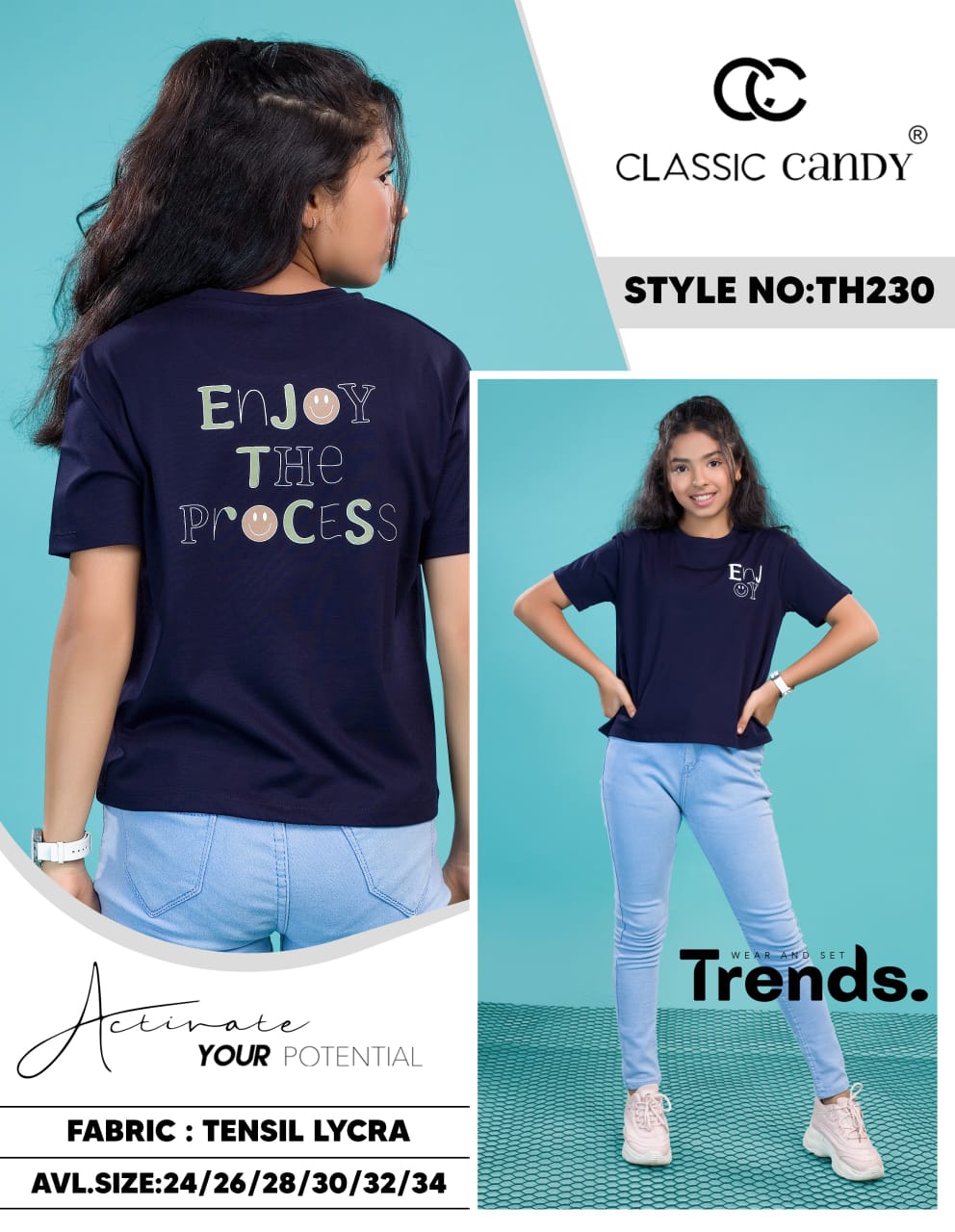 Th230 Classic Candy Tencil Lycra Girls Tshirt Exporter