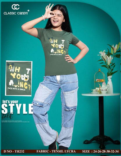 Th232 Classic Candy Tencil Lycra Girls Top Manufacturer Ahmedabad