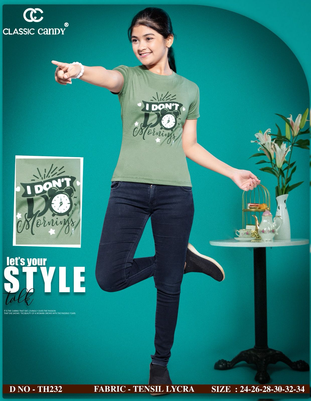 Th232 Classic Candy Tencil Lycra Girls Top Manufacturer Ahmedabad