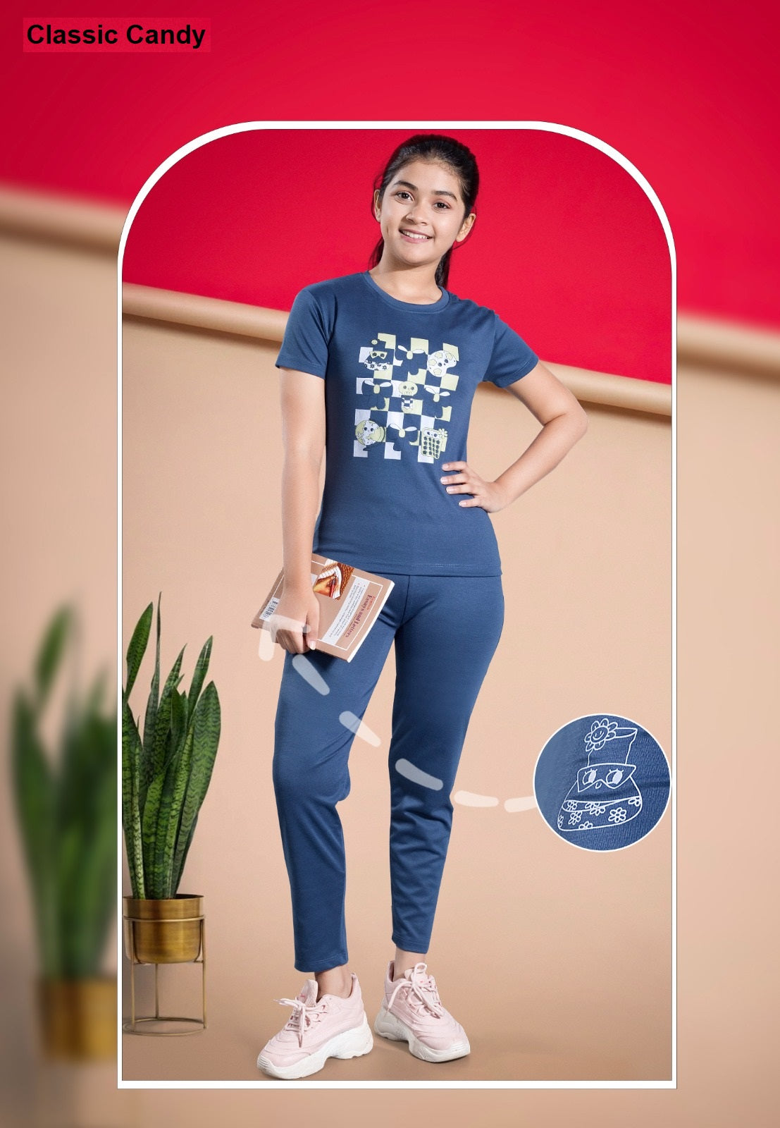 Th233 Classic Candy Tencil Lycra Girls Pant Set Wholesaler India