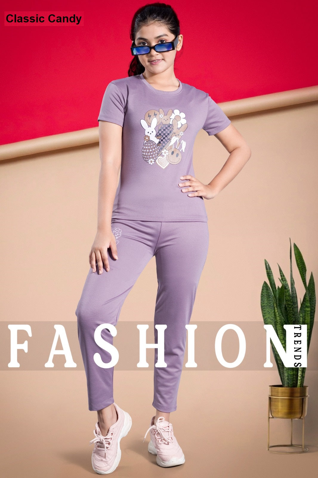 Th233 Classic Candy Tencil Lycra Girls Pant Set Wholesaler India