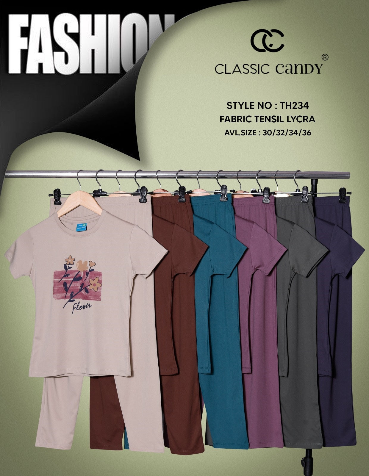 Th234 Classic Candy Tencil Lycra Girls Night Suits Exporter India