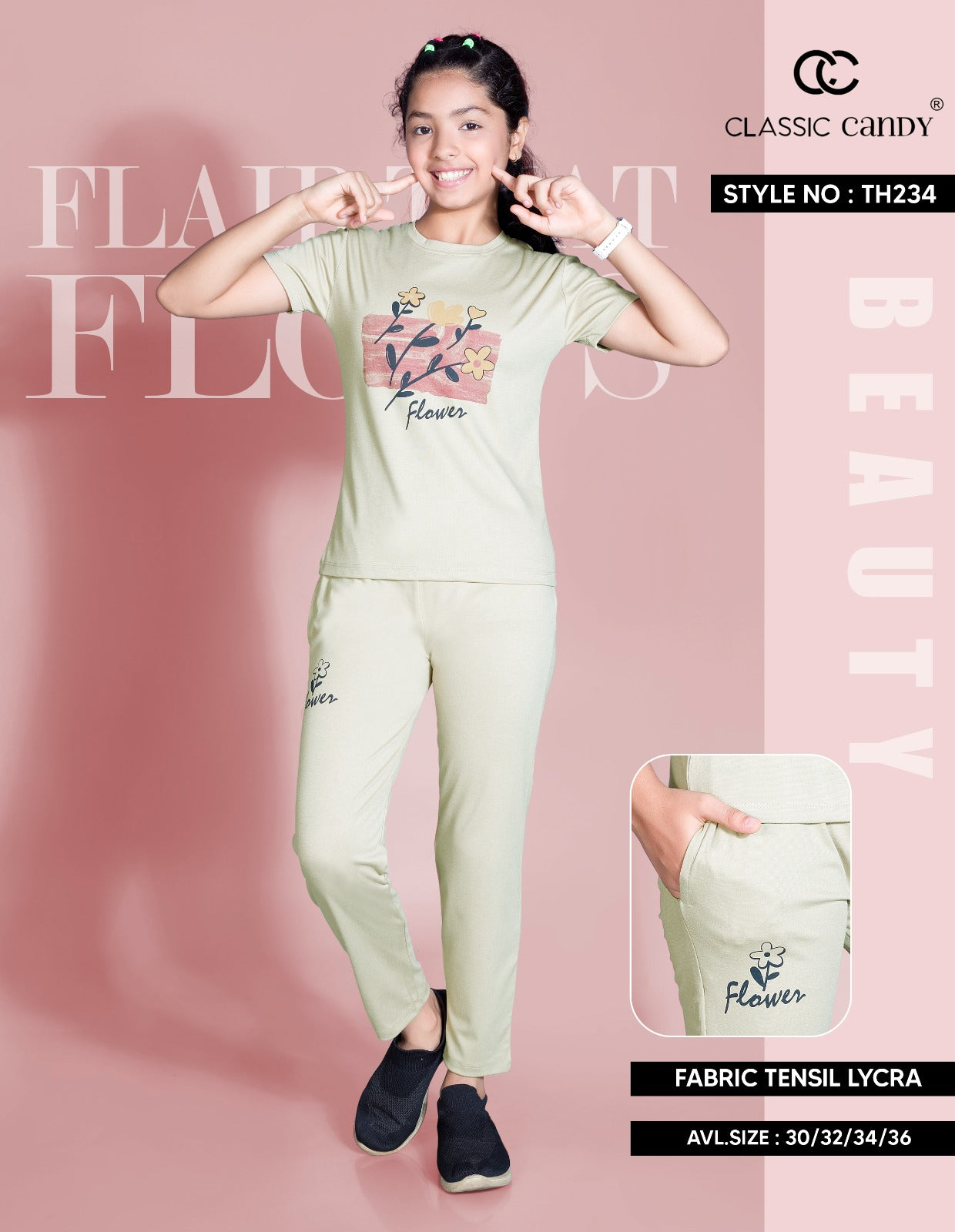 Th234 Classic Candy Tencil Lycra Girls Night Suits Exporter India