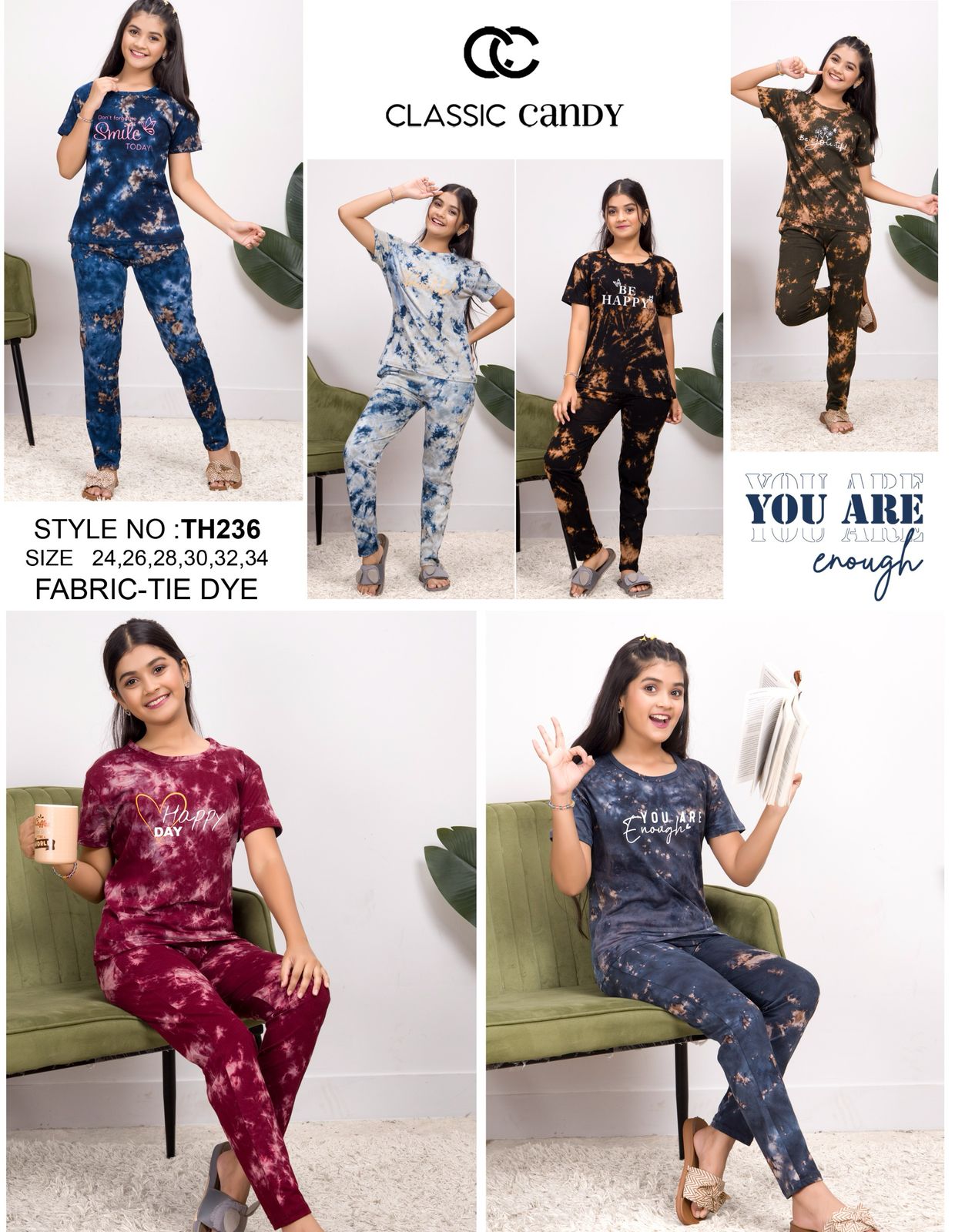 Th236 Classic Candy Tie Dye Girls Pant Set Manufacturer Gujarat