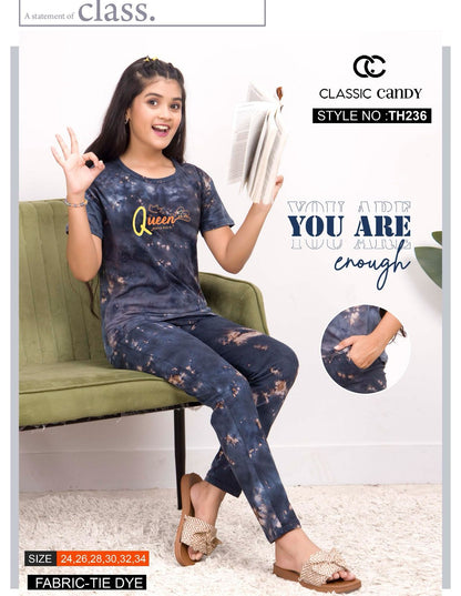 Th236 Classic Candy Tie Dye Girls Pant Set Manufacturer Gujarat