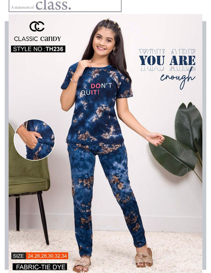 Th236 Classic Candy Tie Dye Girls Pant Set Manufacturer Gujarat