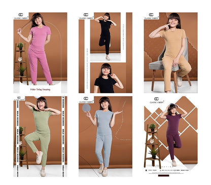 Th239 Classic Candy Lycra Girls Pant Set Exporter India