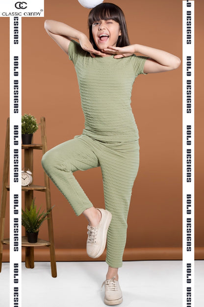 Th239 Classic Candy Lycra Girls Pant Set Exporter India