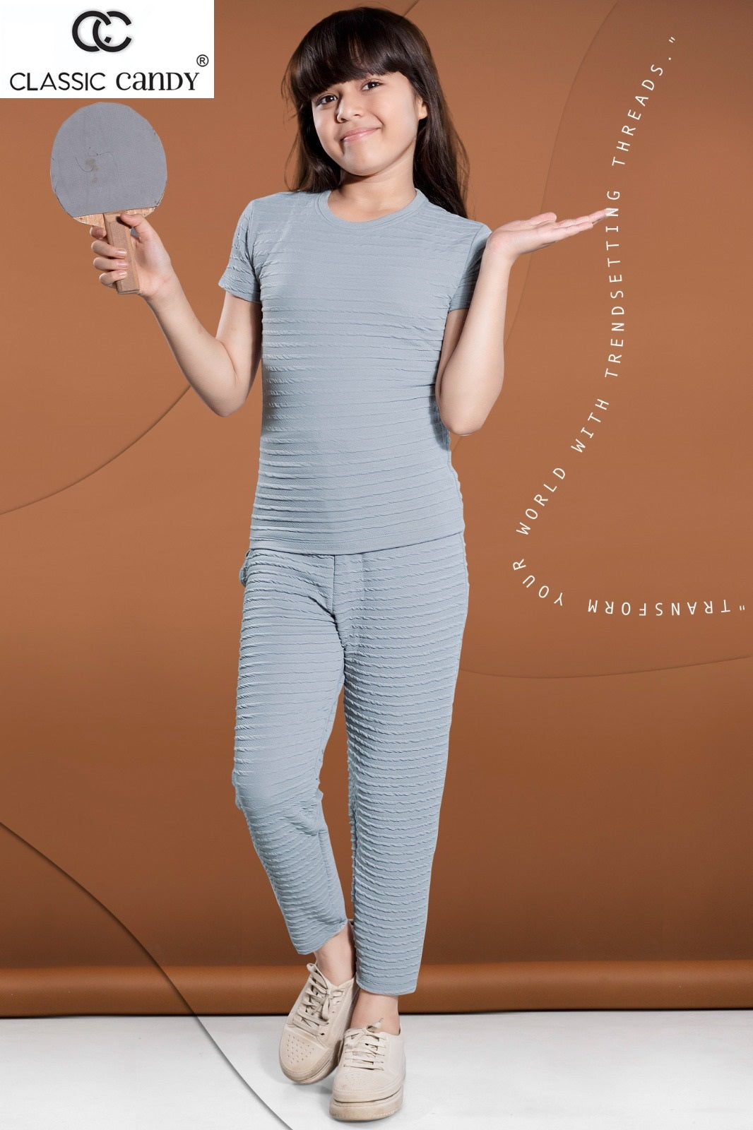 Th239 Classic Candy Lycra Girls Pant Set Exporter India