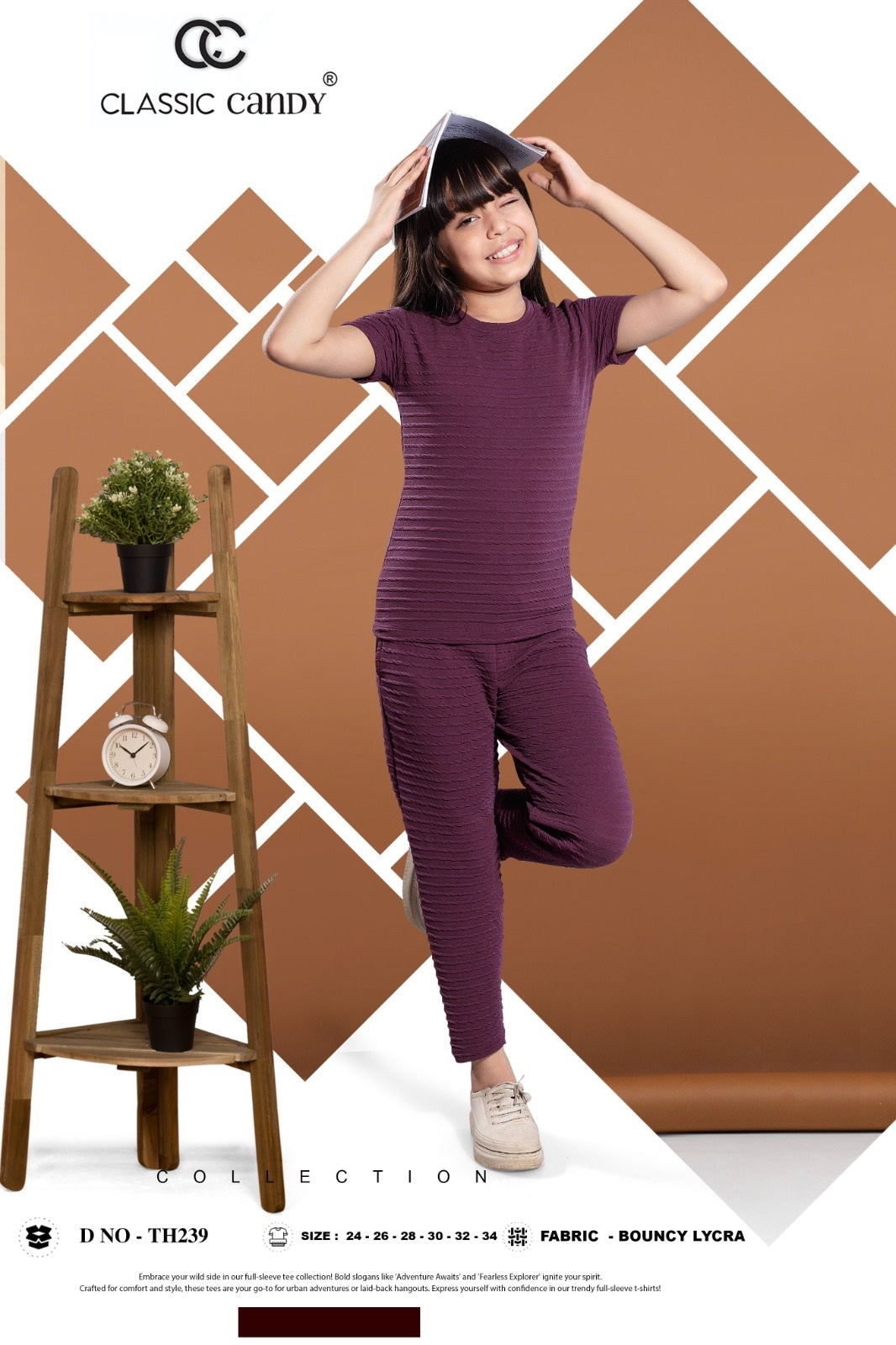 Th239 Classic Candy Lycra Girls Pant Set Exporter India