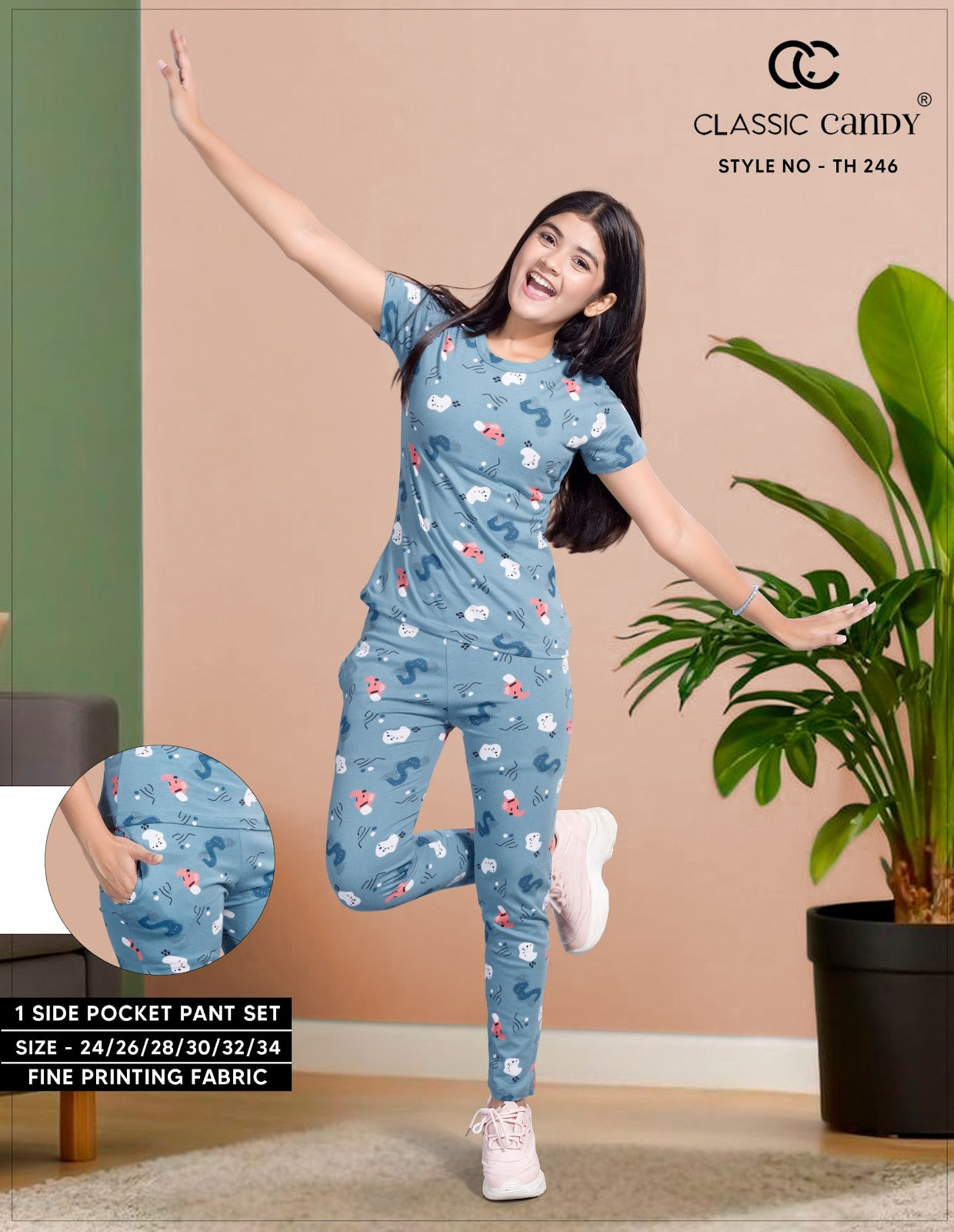 Th246 Classic Candy Girls Pant Set Supplier Gujarat