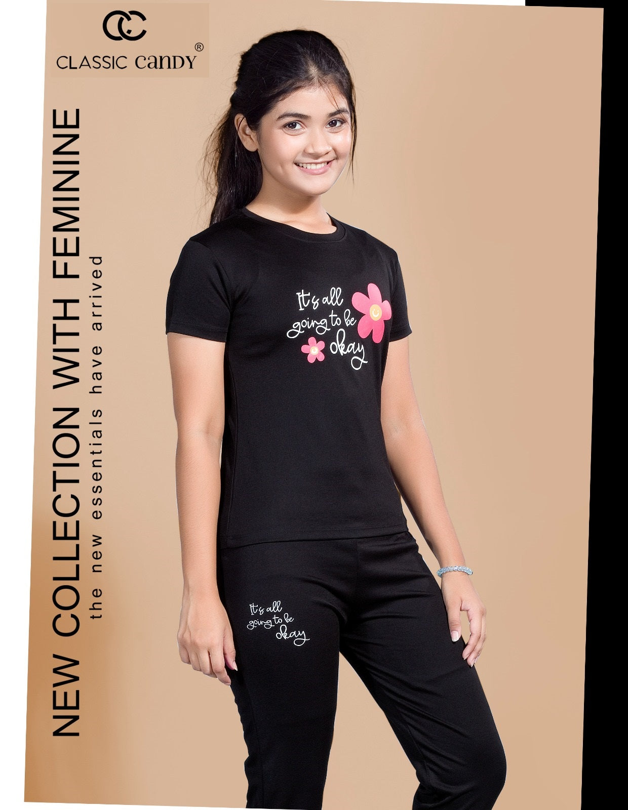 Th247 Classic Candy Tencil Lycra Girls Pant Set Wholesale Price