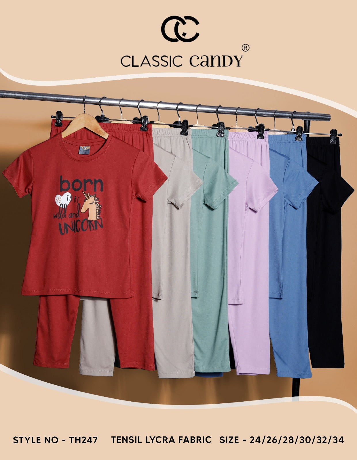 Th247 Classic Candy Tencil Lycra Girls Pant Set Wholesale Price