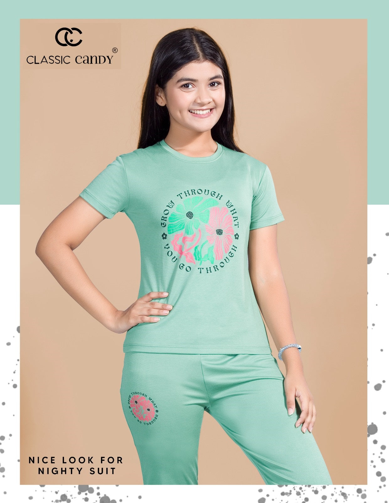 Th247 Classic Candy Tencil Lycra Girls Pant Set Wholesale Price