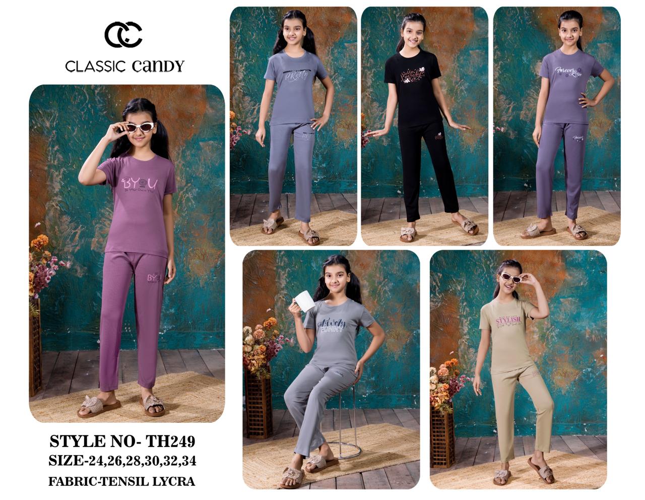 Th249 Classic Candy Tencil Lycra Girls Pant Set Exporter