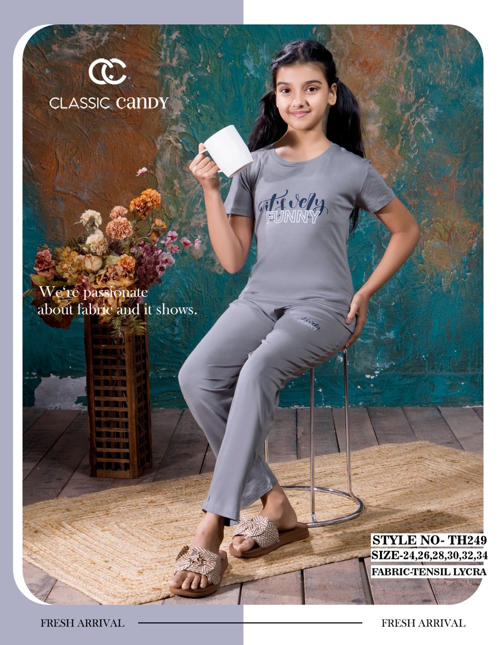 Th249 Classic Candy Tencil Lycra Girls Pant Set Exporter